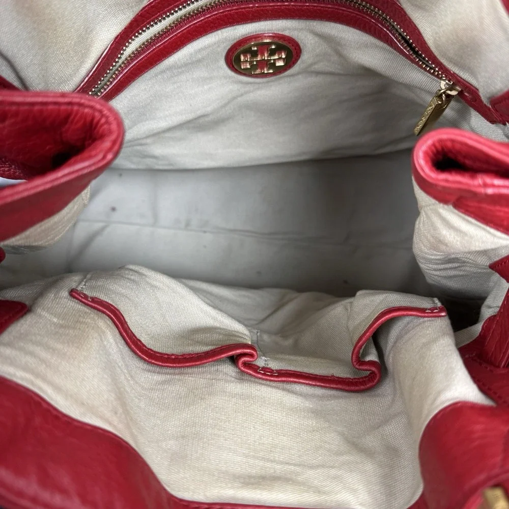 Tory Burch Red Leather Shoulder Bag Tote‎